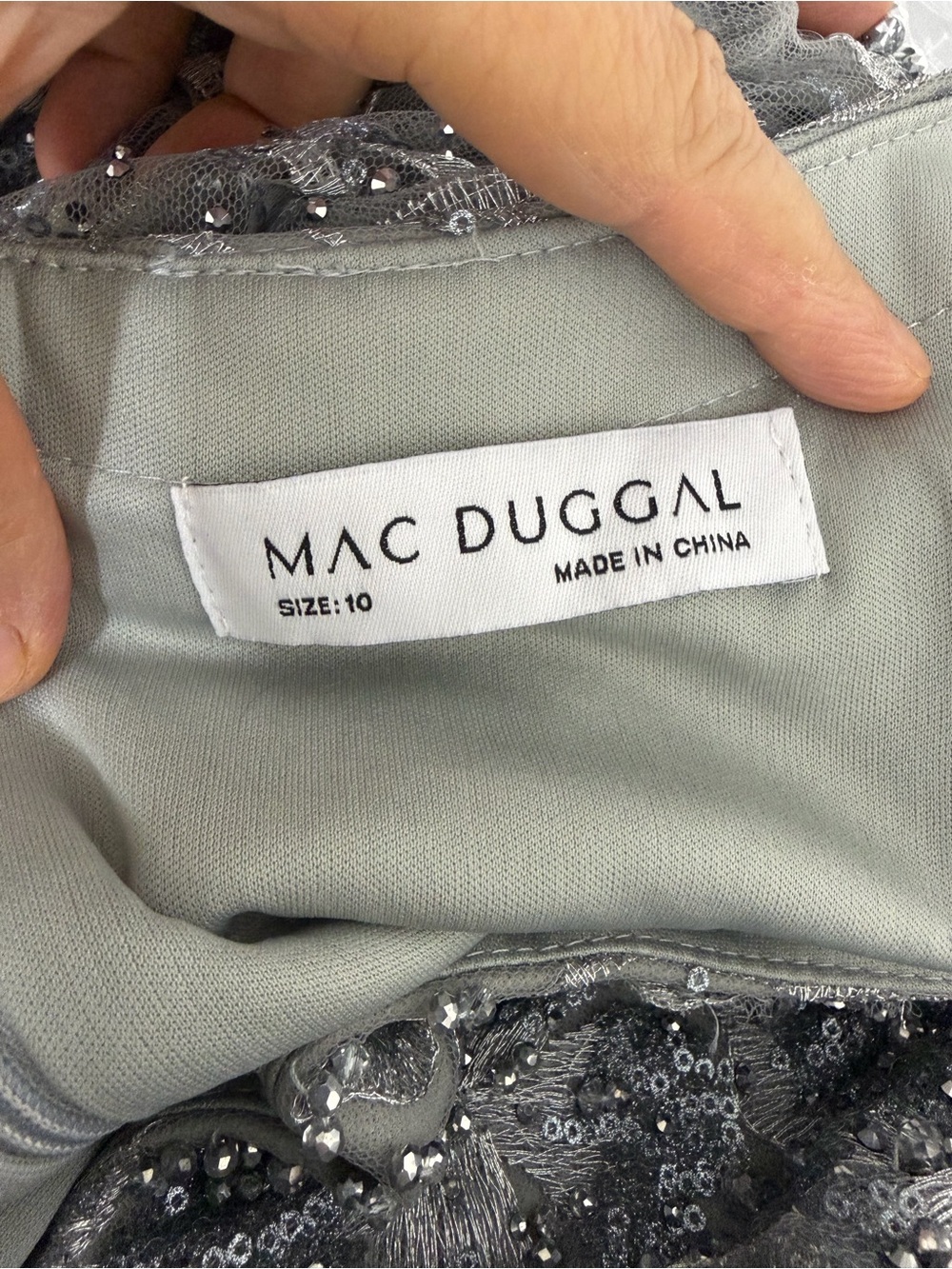 Mac Duggal 20285 Scoop Neck
Beaded Lace Dress Evening Gown, Formal Dress size 10 - Picture 15 of 15